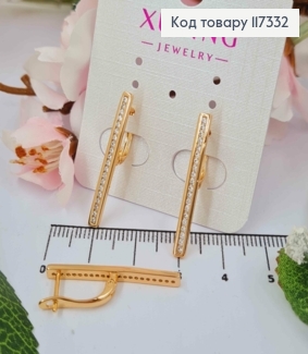 Серьги с яркими камешками в одну строчку, длиной 2,9см, англ застежка, Xuping 18к 117332 фото