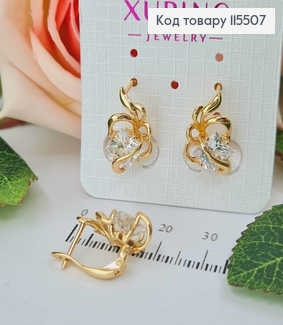 Серьги "Цвет жизни" с камнем, 2см, англ. зам. Xuping 18K 115507 фото