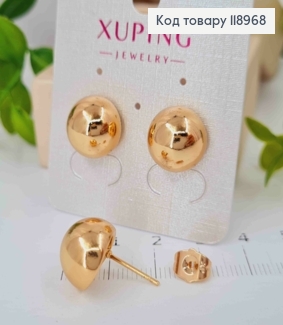 Серьги гвоздики "Полушарие", длина 1,3см, Xuping 18K 118968 фото