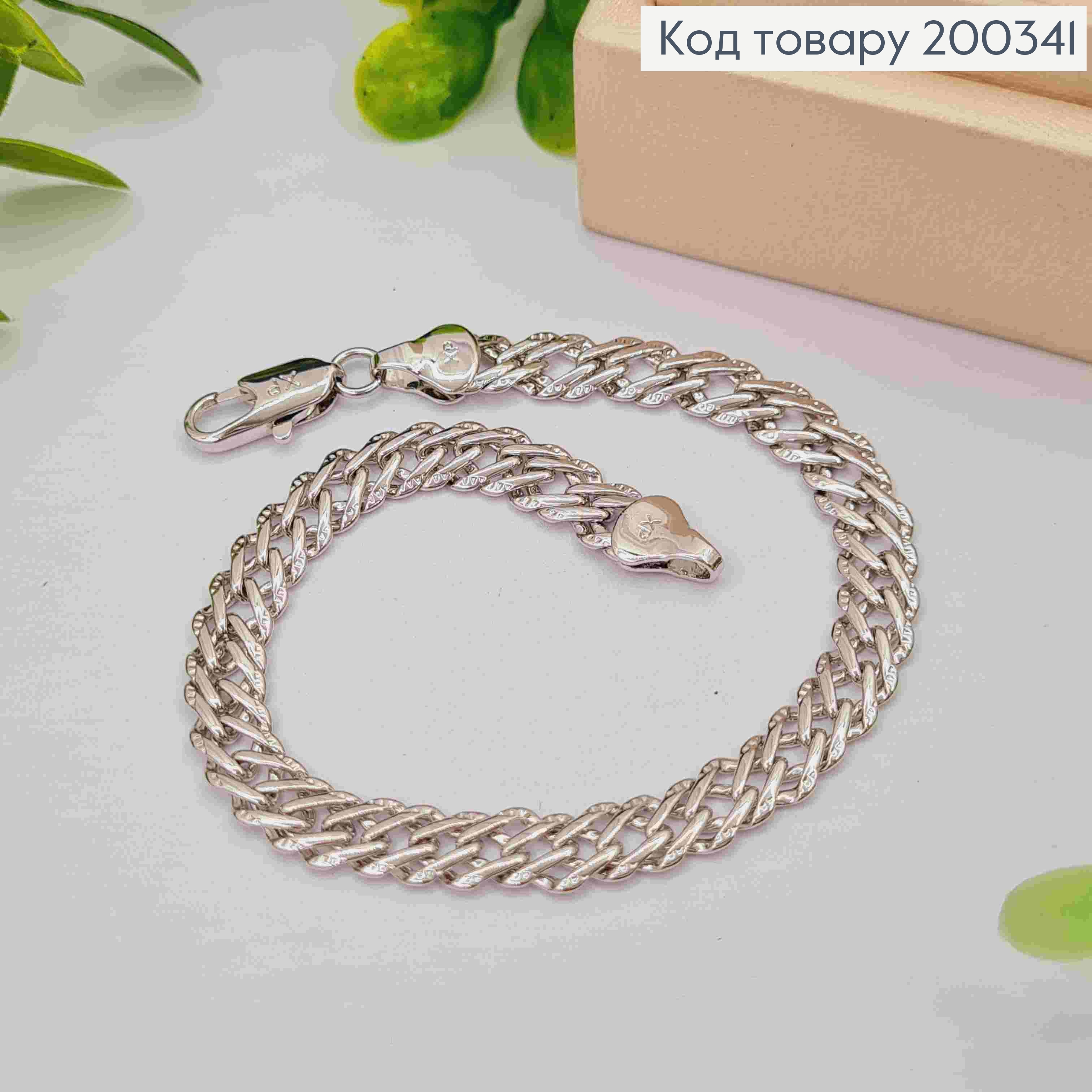 Браслет родованный РОМБОВОЕ плетение, ширина 7мм, длина 19см, Xuping 200341 фото 1