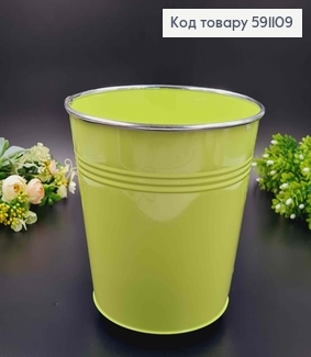 Відерце-кашпо, метал, салатового кольору, висота 19см, Польща 591109 фото