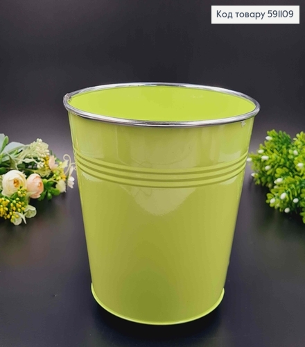 Ведерко-кашпо, металл, салатового цвета, высота 19см, Польша 591109 фото 1