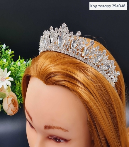 Тіара під срібло "Гілочка" з цирконієм 294048 фото 2