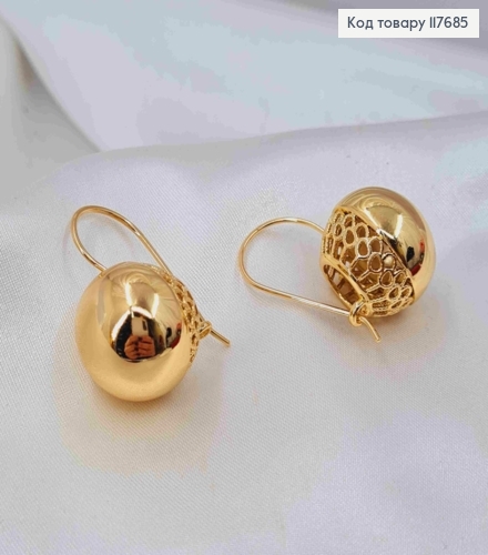 Серьги с большими шарами диаметром 1,9см, франц. застежка, Xuping 18K 117685 фото 1