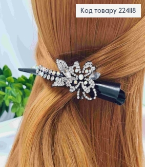 Заколка стрела, металл, Украшенная Цветком в камешках, 12,5см 224118 фото