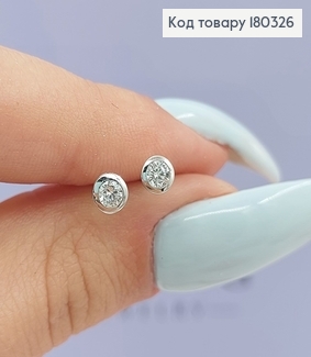 Серьги гвоздики с камушком 3мм родироване медзолото Xuping 180326 фото