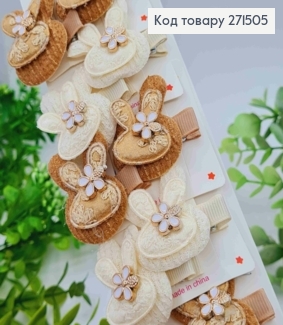 Набір заколок стріла (20шт) "ЗАЙЧЕНЯ" з квіткою, Пастельні кольори, заколка 3,5см, зайка 4*3см 271505 фото