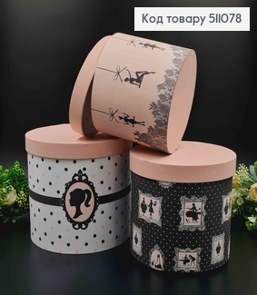 набор коробок, 3шт. Бело-розового цвета в горошек, из Барби 17,5*20,5см, 16*18,5см, 14*16,5см. 511078 фото