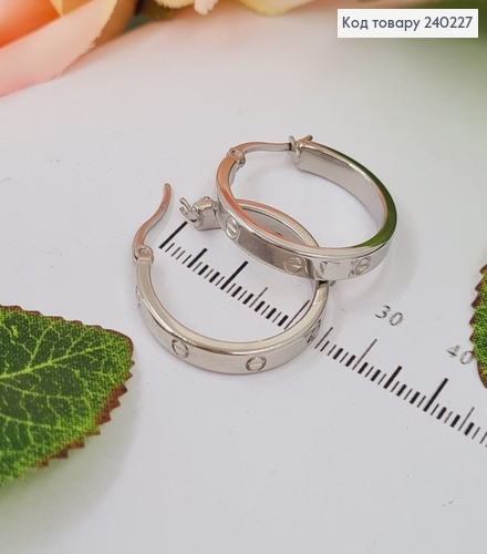 Сережки родированые кольца Cartier, 2,5*0,3см, Stainless Steel 240227 фото 2