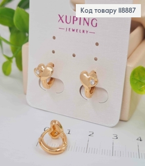 Сережки кільця з Блискучим камінцем, діаметр 1,1см, Xuping 18K 118887 фото