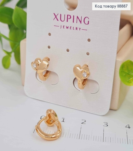 Сережки кільця з Блискучим камінцем, діаметр 1,1см, Xuping 18K 118887 фото 1