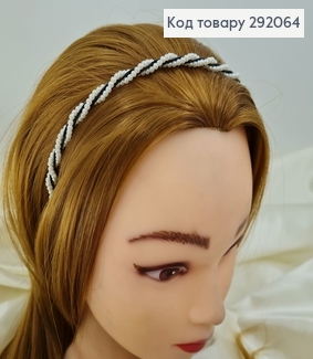 Обруч металл черный с плетеной жемчужин 292064 фото