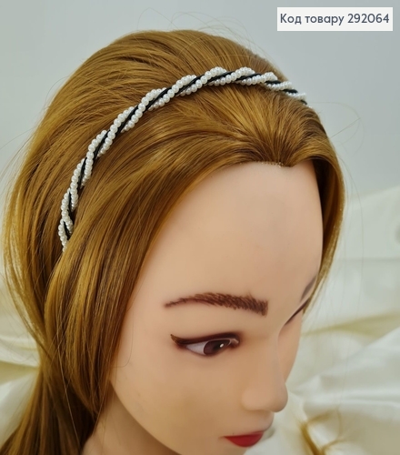 Обруч металл черный с плетеной жемчужин 292064 фото 1