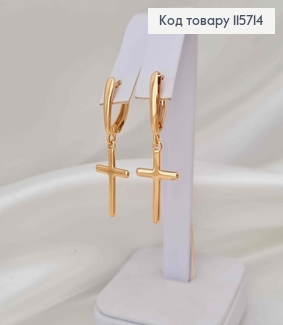 Серьги с подвеской Крестиком 1,5см, англ. зам. Xuping 18K 115714 фото
