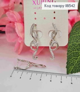 Сережки "Музыка Ветра" украшены блестящими камешками, 3,2см, англ. застежка, Xuping 181542 фото