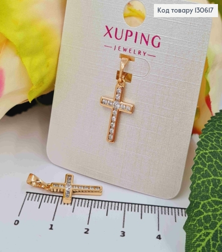 Крестик в  камешках,размер  1,7*1,1см Xuping 18K 130617 фото 1