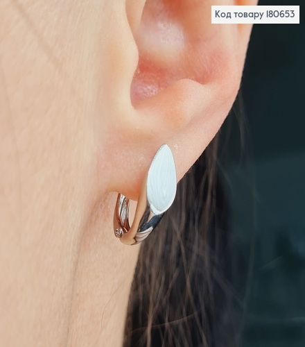 Сережки родированые, дуга плоская, 1,7см, Хuping 180653 фото 2