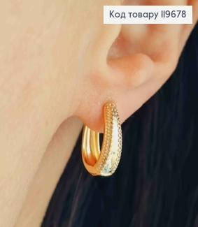 Серьги кольца Овальные с тиснением, длина 1,6см, Xuping 18К 119678 фото