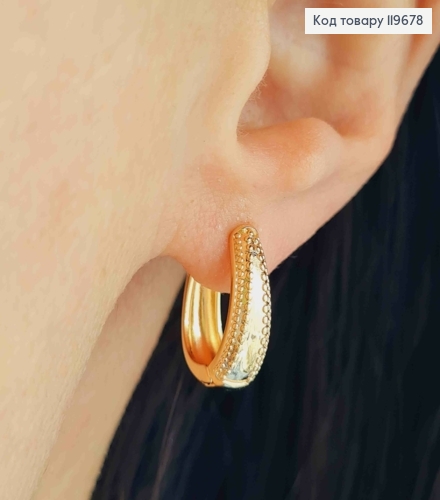 Серьги кольца Овальные с тиснением, длина 1,6см, Xuping 18К 119678 фото 1
