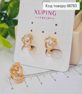 Серьги кольца (1см), "Минны Маус" с Блестящим камнем (0,9см), XUPING 18K 118783 фото