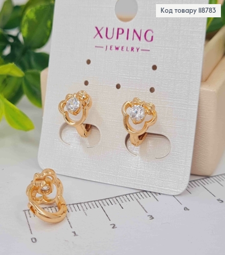 Серьги кольца (1см), "Минны Маус" с Блестящим камнем (0,9см), XUPING 18K 118783 фото 1