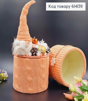 Дерев"яна коробка17*17см ПЕРСИК, з декоративною кришкою з гномиком 20см, ручна робота, УКраїна 614139 фото