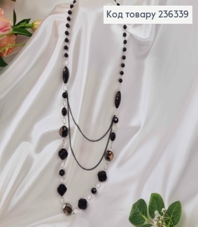 Біжутерія на шию з круглими бусинами та великим стеклярусом, довж. 50см 236339 фото