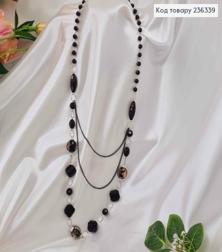Бижутерия на шею с круглыми бусинами и большим стеклярусом, дл. 50см 236339 фото 1