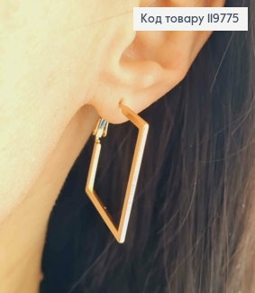 Серьги "Квадратные", длина 2,8см, итальянская застежка, Xuping 18K 119775 фото