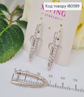 Серьги стрелы 3см с камнями родированые Хuping 180589 фото