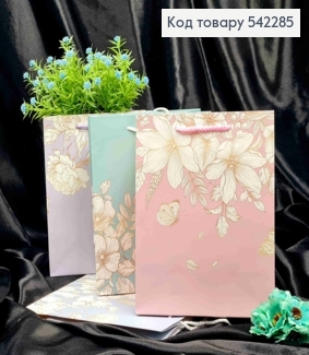 Пакет бумажный с принтом "Нежные Цветы", 23*18*10см, в ассортименте 542285 фото