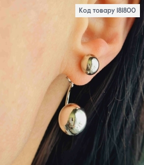 Серьги, гвоздики, "ДИОР" с двумя шариками, 3см Xuping 181800 фото