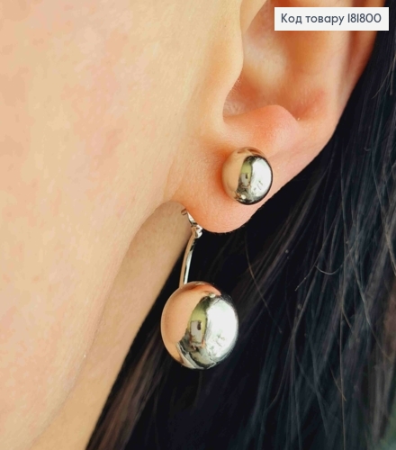 Серьги, гвоздики, "ДИОР" с двумя шариками, 3см Xuping 181800 фото 1