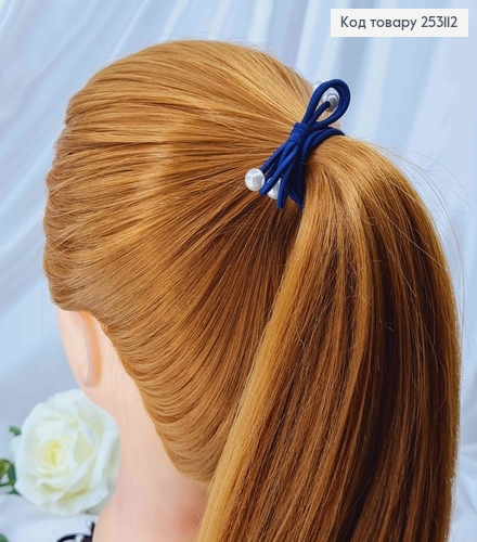 Резинка тройная, с бантиком и жемчужинами, цвета в ассорт. 253112 фото 3