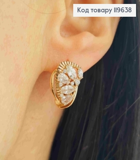 Серьги "Сияние" с Яркими камнями, длина 1,7см, англ застежка, Xuping 18К 119638 фото