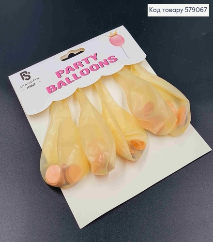 Набір куль латексних, прозорих з Червоним наповненням, 5шт/уп  579067 фото 1