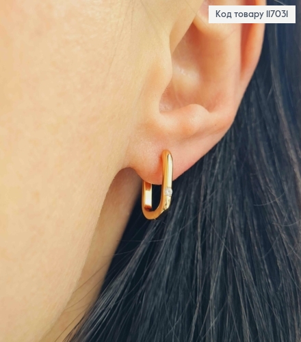 Серьги кольца 1,2см, с маленьким камешком, Xuping 18K 117031 фото 2