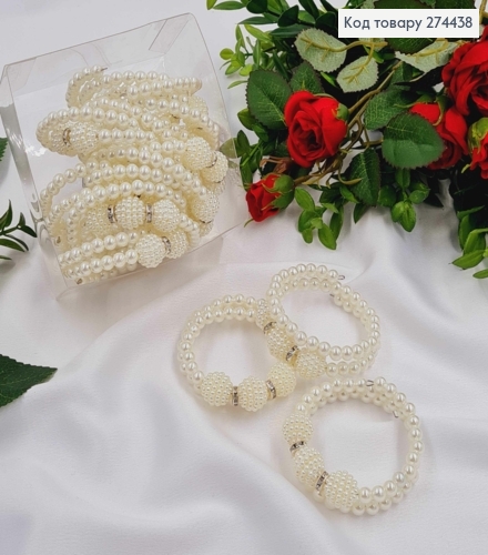 Браслет двойной в белых бусинках 274438 фото 1