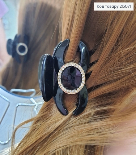 Краб 6см черный глянцевый с брошью в камнях 213071 фото 1