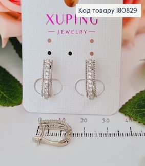 Сережки родовані "Леді" з камінцями (англ.застібка), 1,5*0,4см, Xuping 180829 фото