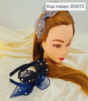 Обруч с бантом из сетки и жемчуга 292072 фото