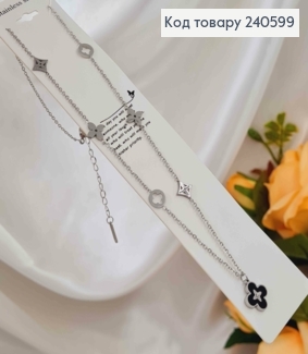 Ланцюжок срібного кольору, "Van Cleef" з підвісками, 45+5см сталь Stainless Steel 240599 фото