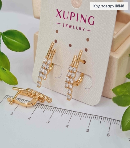 Серьги "ЛИЛИТ" украшены яркими камешками, 2,5см, англ. зам., XUPING 18K 118148 фото 1