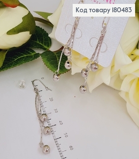 Серьги подвески с тремя шариками родованные Xuping 180483 фото