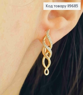 Серьги "Спираль Жизни", длина 2,6см, английская застежка, Xuping 18К. 119685 фото