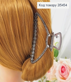 Краб металл, графитового цвета, Треугольник украшен черными камнями, 10см. 215454 фото