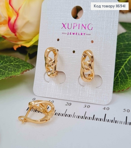 Серьги "Цепочка", 1,5см, англ. зам. Xuping 18K 116941 фото 1