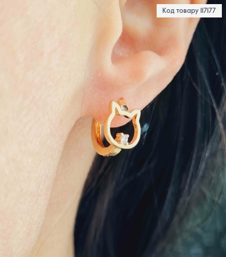 Серьги кольца (1,3см)КОТИК и РЫБКА, Xuping 18K 117177 фото 2