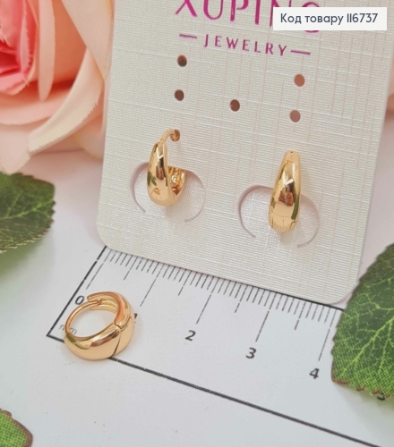 Серьги кольца 1см, зауженные к верху, Xuping 18К 116737 фото 2