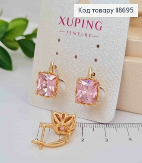 Серьги "Джели" с Розовым камнем, 1,5см, английская застежка, Xuping 18К 118695 фото